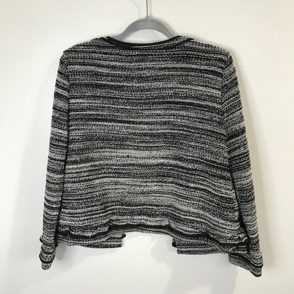 Catherine Malandrino Tweed Knit Blazer Jacket Size PM Petite Medium Gray Black - Picture 8 of 11